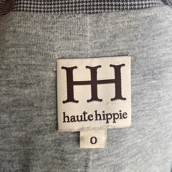 HAUTE HIPPIE Grey Wool Blend Blazer Size 0 Single-Button Good Condition Flaw - Picture 3 of 6